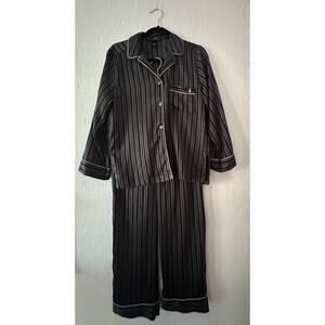 Victoria's Secret 2 PC Classic Pajama Set Satin Striped Sleepwear Cozy Small
